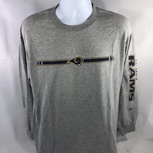 Vintage St Louis Rams Large Long Sleeve Graphic Shirt Football Gray NFL Y2K Tee